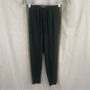 Babaton Dexter Pant Jogger Black Green Tuxedo Stripe Size Small